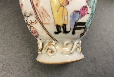 Two Chinese famille rose teapots and two tea caddies, Qianlong